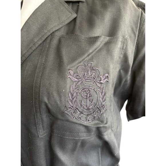 Happy Legs Vintage black short sleeve collared button up Romper sz S - Picture 4 of 6